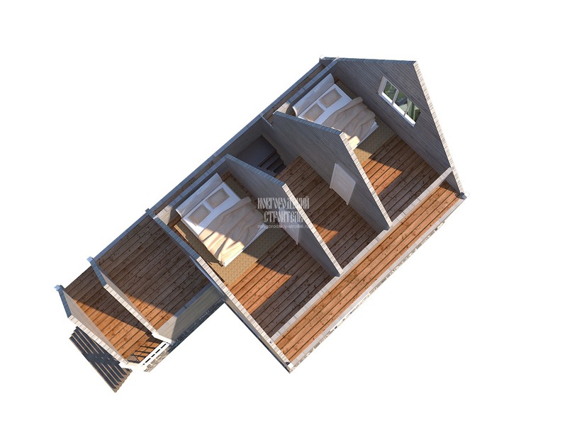 Дом из бруса с мансардой 6х10.5 - визуальный план