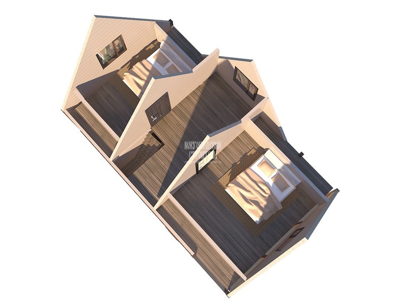Дом из бруса 6х10 с мансардой и террасой - визуальный план