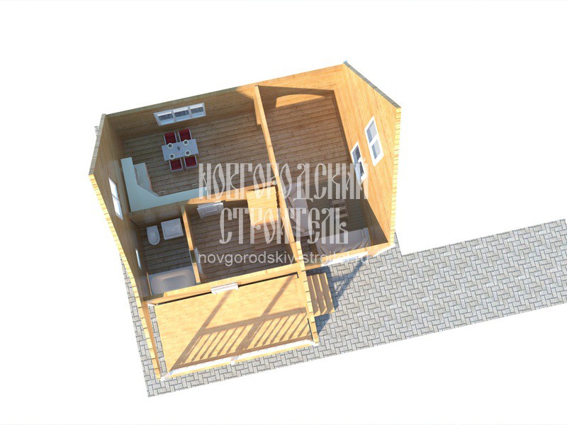 Проект каркасного дома 6х8 с мансардой - визуальный план
