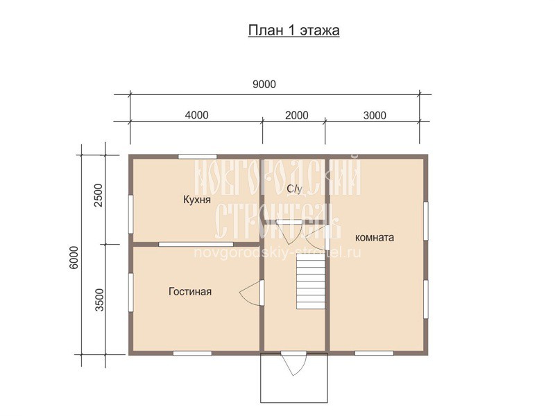 Проект дома из бруса 6х9 в 1.5 этажа - планировка