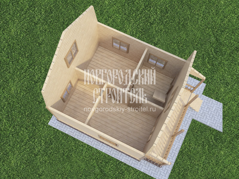Проект каркасного дома 6х7.5 с мансардой и террасой - визуальный план
