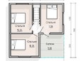Проект двухэтажного каркасного дома 7х7 - планировка (превью)