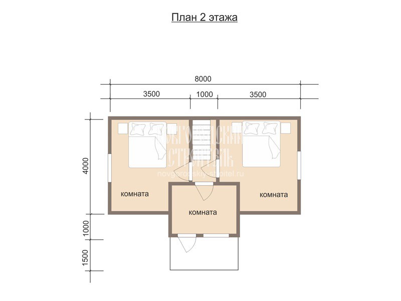 Проект каркасного дома 6х8 с балконом - планировка