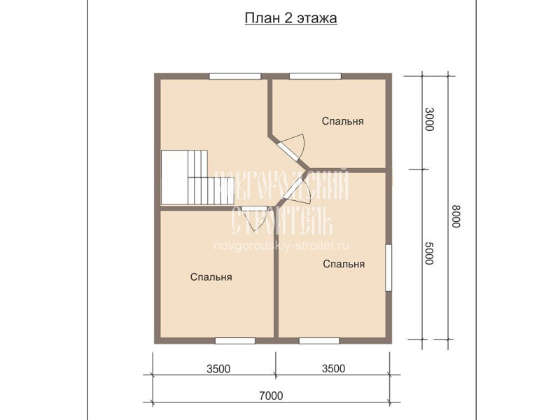 Проект каркасного дома 7х8 в 1.5 этажа - планировка