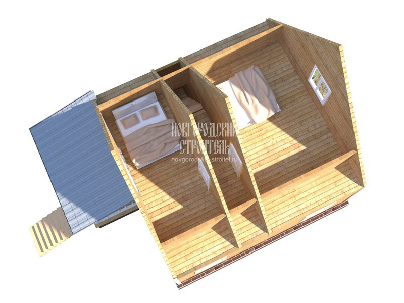 Проект дома из бруса 8х8 с мансардой - визуальный план