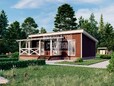 Проект одноэтажного каркасного дома 8.5х9 с террасой (превью)