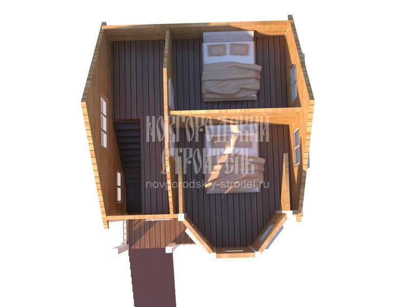 Проект каркасного дома 6х7 в 1.5 этажа с эркером - визуальный план