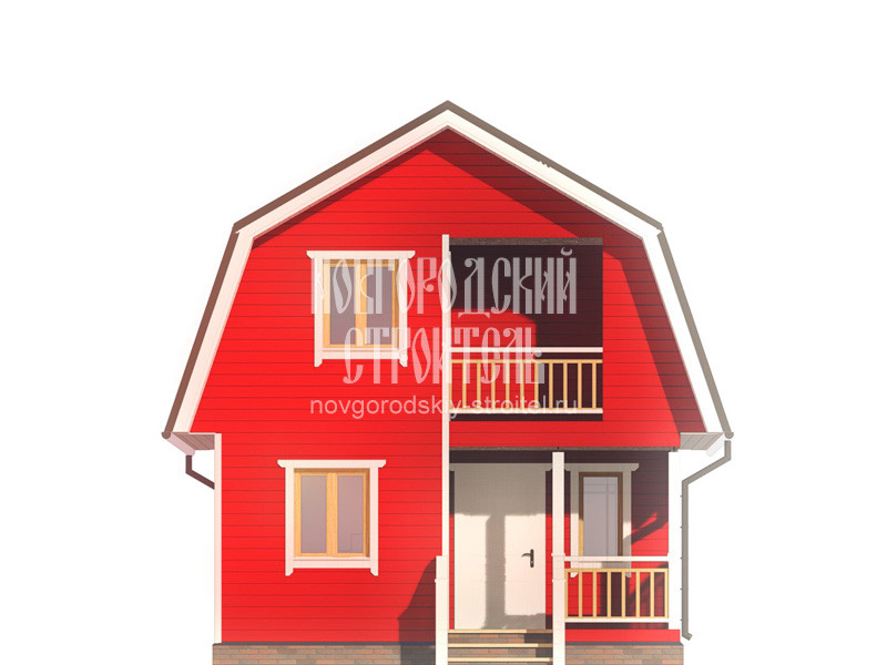 Дом из бруса 6х6 с террасой и мансардой - визуализация