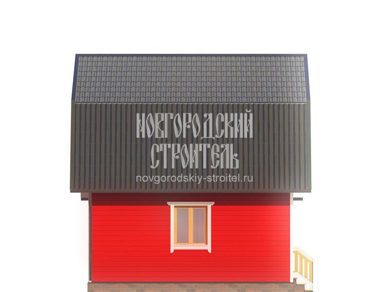 Дом из бруса 6х6 с террасой и мансардой - визуализация