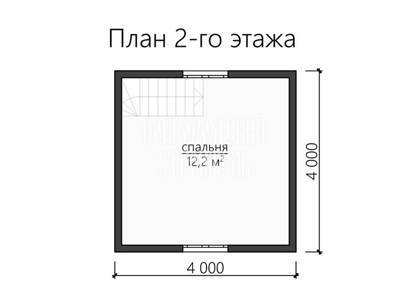 План 2 этажа каркасного дома с мансардой 5 на 4 м