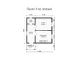 Планировка 1 этажа каркасного дома с мансардой 6 на 6 м с террасой (превью)