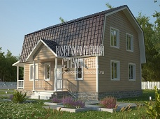 Проект дома из бруса 7х9 с мансардой и террасой: цена строительства под ключ - недорого
