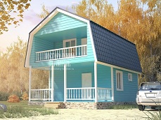 Проект дома из бруса 8,5х6 с мансардой и балконом: цена строительства под ключ - недорого